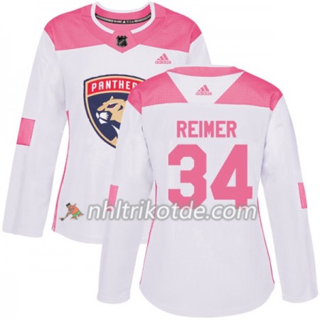 Florida Panthers Trikot James Reimer 34 Adidas 2017-2018 Weiß Pink Fashion Authentic - Dame
